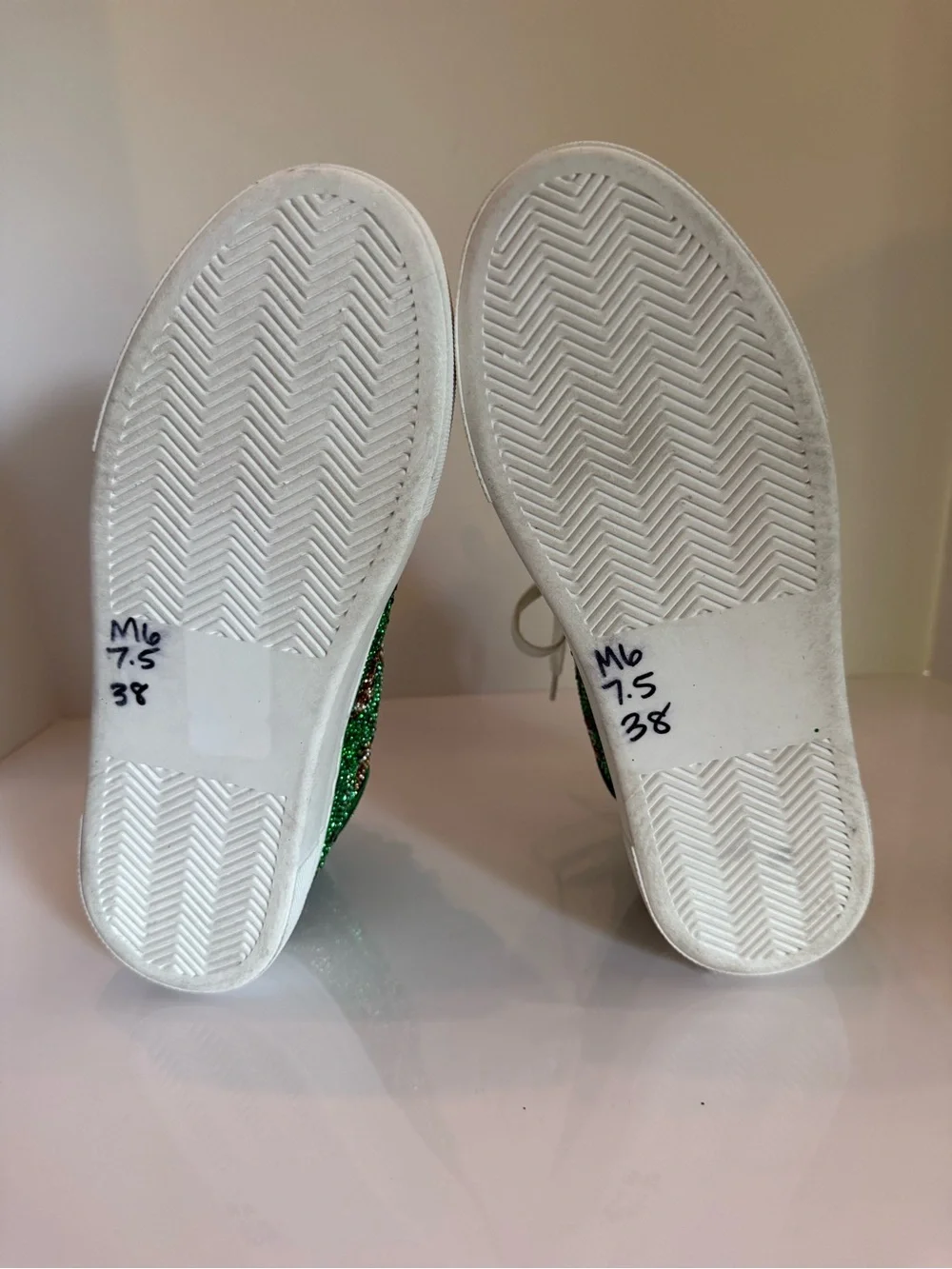 Betsey Johnson Green Crystal Football-Print Platform Sneakers